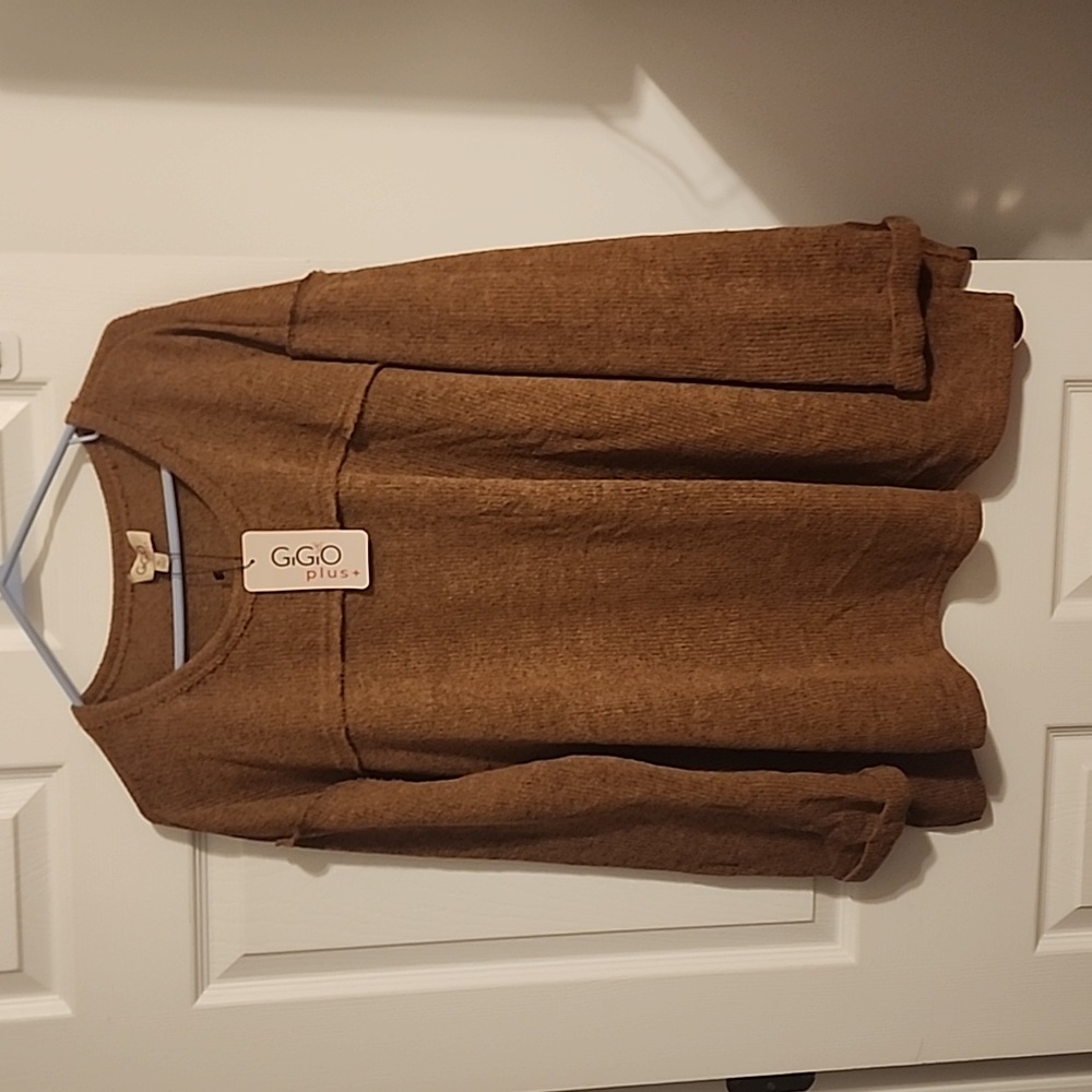 GiGio sweater, sz XL, brown, cuffed sleeves